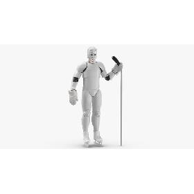 Hummanoid Hockey Player White With Stick 3D model